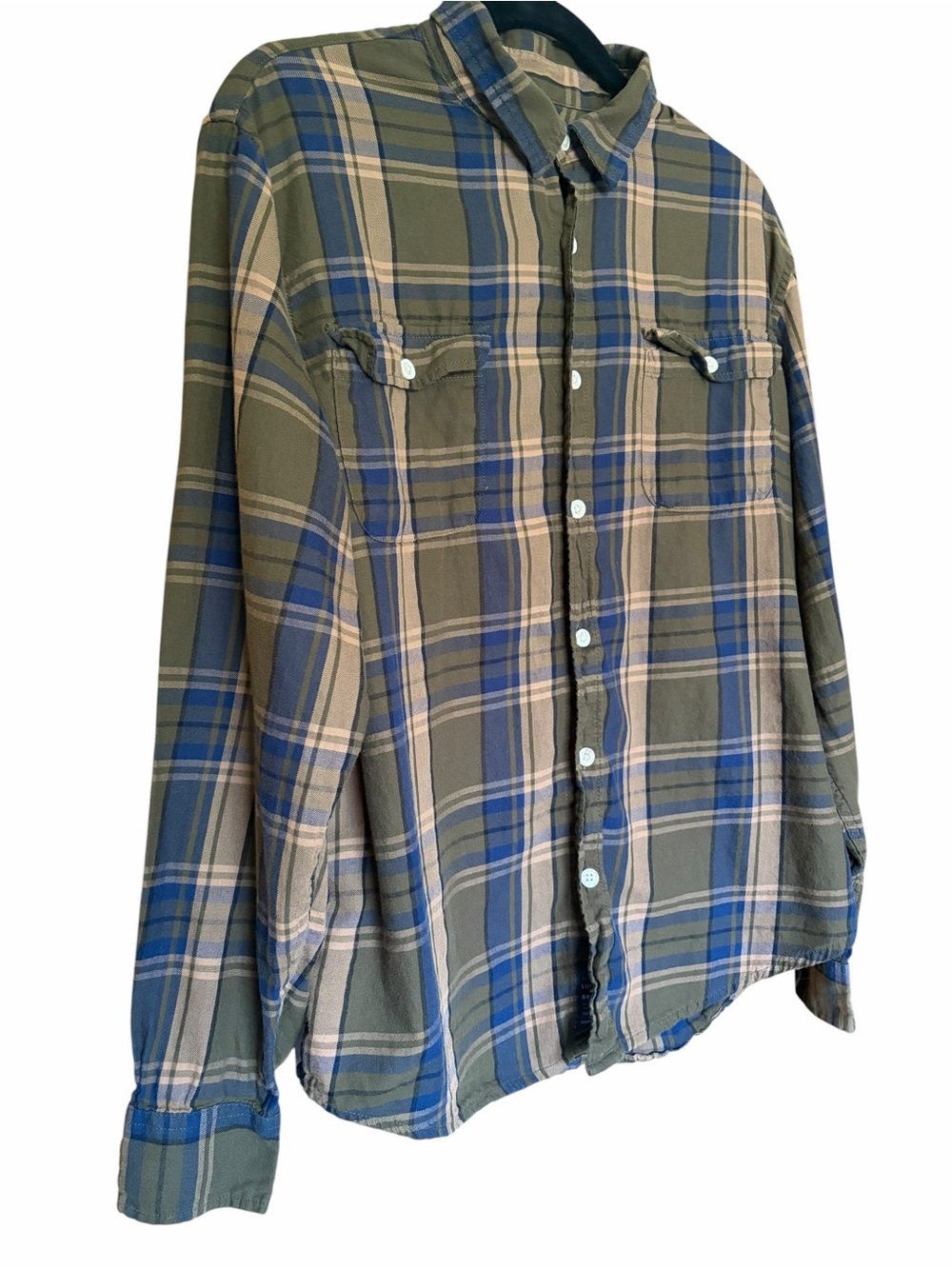 Lucky Brand Olive & Blue Plaid Button-Down Shirt - Picture 2 of 6